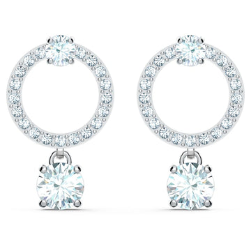 Swarovski Attract earrings Circular, White, Rhodium plated